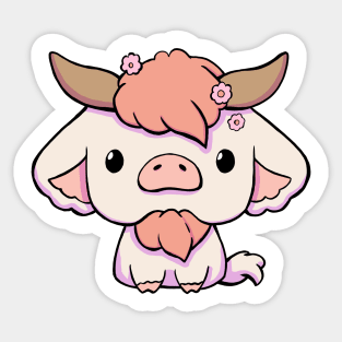 Cute Kawaii Cow - Cream Sticker